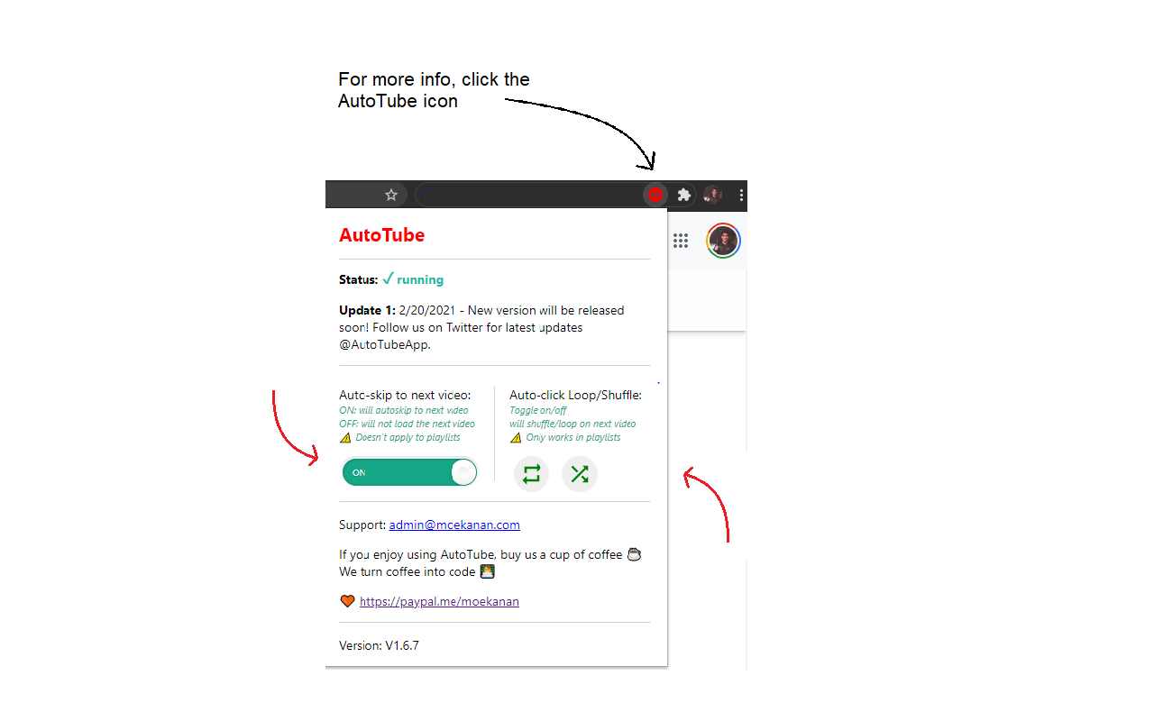 AutoTube - YouTube nonstop v2 chrome谷歌浏览器插件_扩展第1张截图