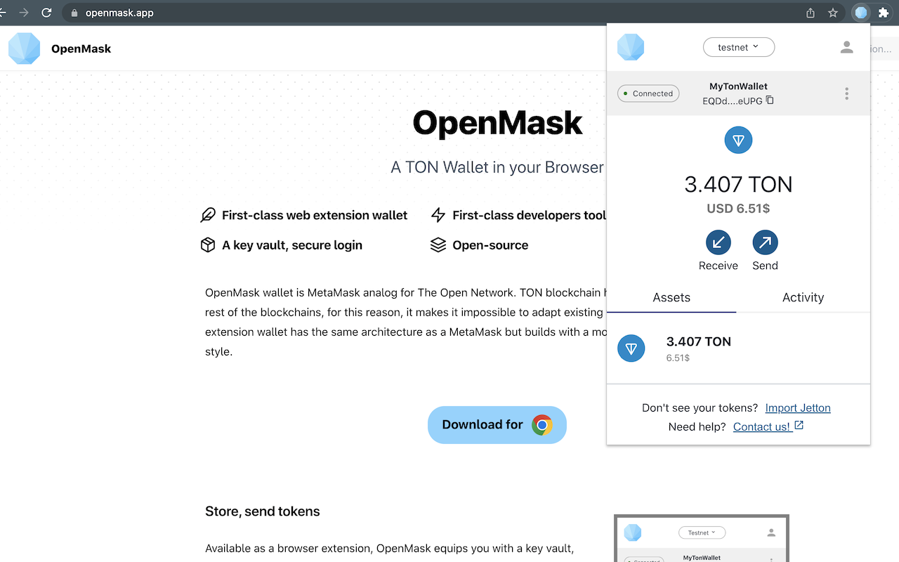 OpenMask - TON wallet chrome谷歌浏览器插件_扩展第1张截图