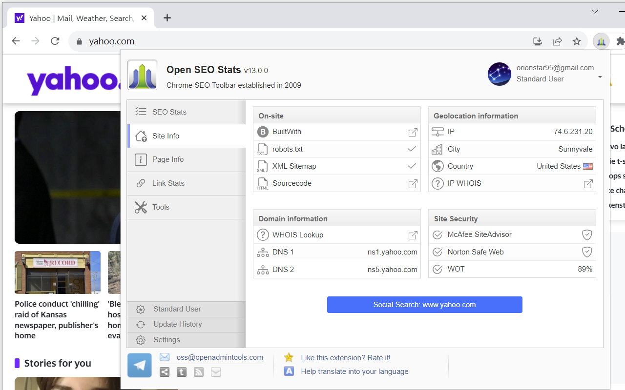 Open SEO Stats(Formerly: PageRank Status) chrome谷歌浏览器插件_扩展第1张截图