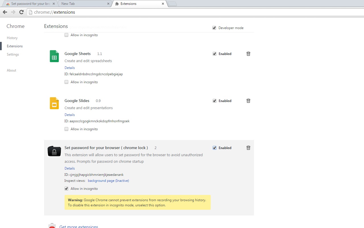 Set password for your browser ( chrome lock ) chrome谷歌浏览器插件_扩展第1张截图