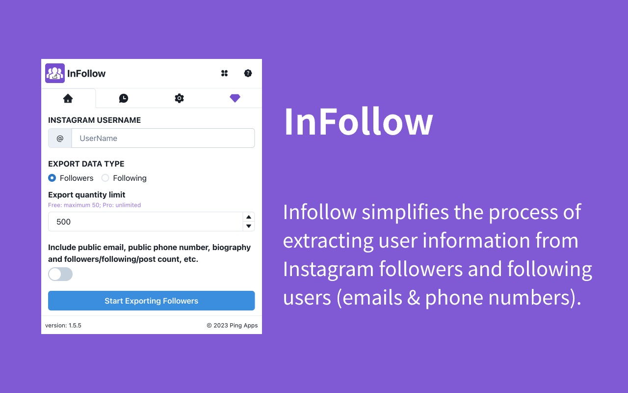 IGFollow - Ins Follower Export Tool chrome谷歌浏览器插件_扩展第1张截图