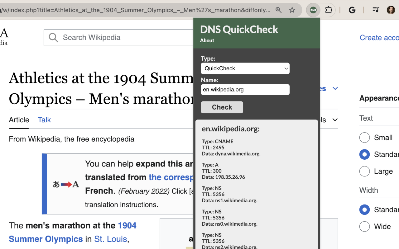 DNS QuickCheck chrome谷歌浏览器插件_扩展第1张截图