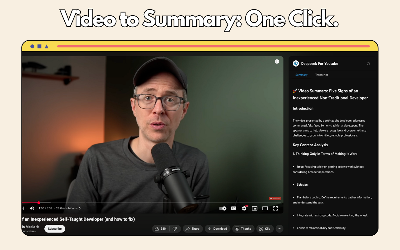 DeepSeek For YouTube chrome谷歌浏览器插件_扩展第1张截图