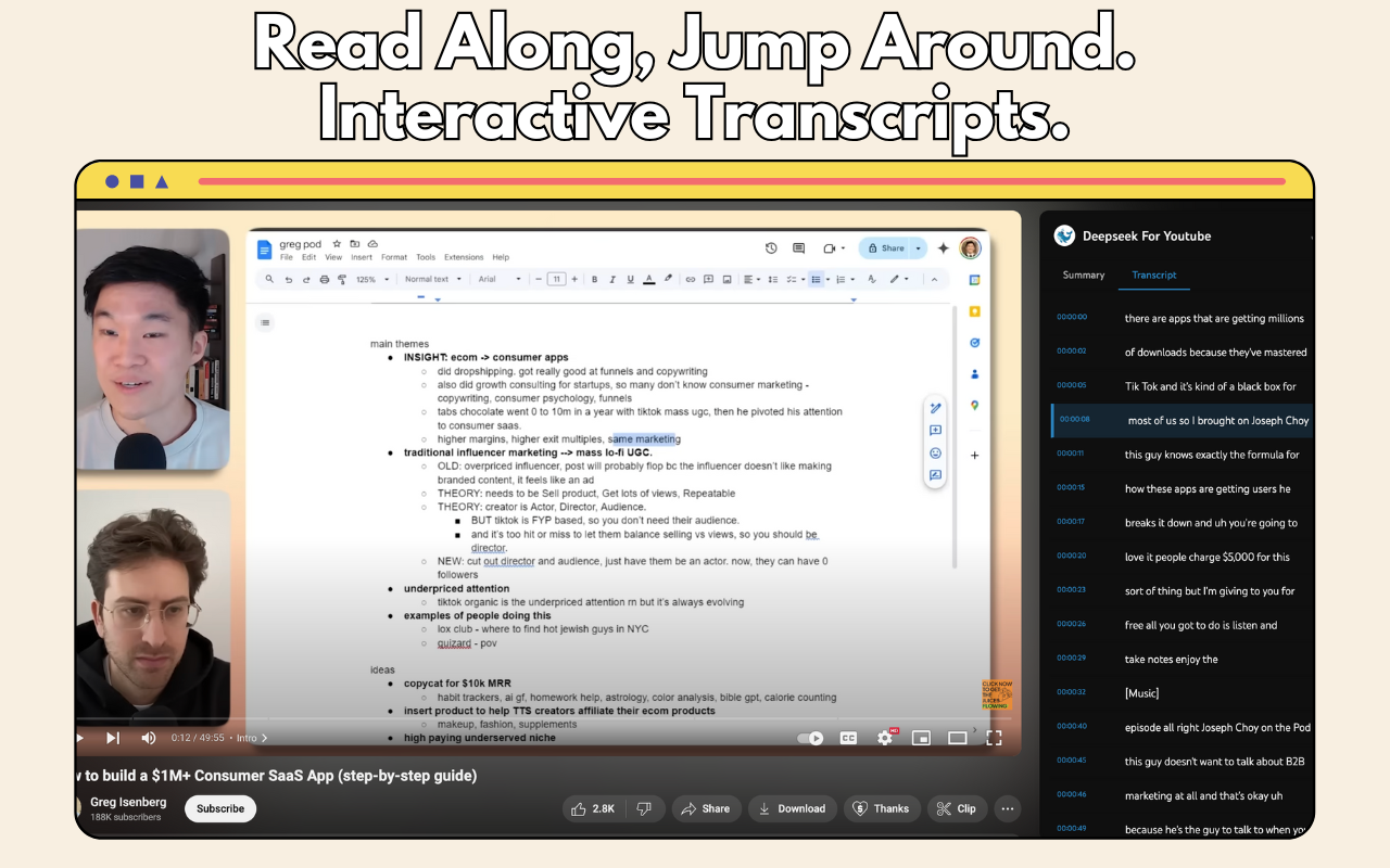 DeepSeek For YouTube chrome谷歌浏览器插件_扩展第2张截图