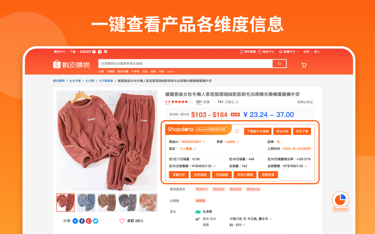 Shopdora -Shopee大数据分析插件 chrome谷歌浏览器插件_扩展第2张截图