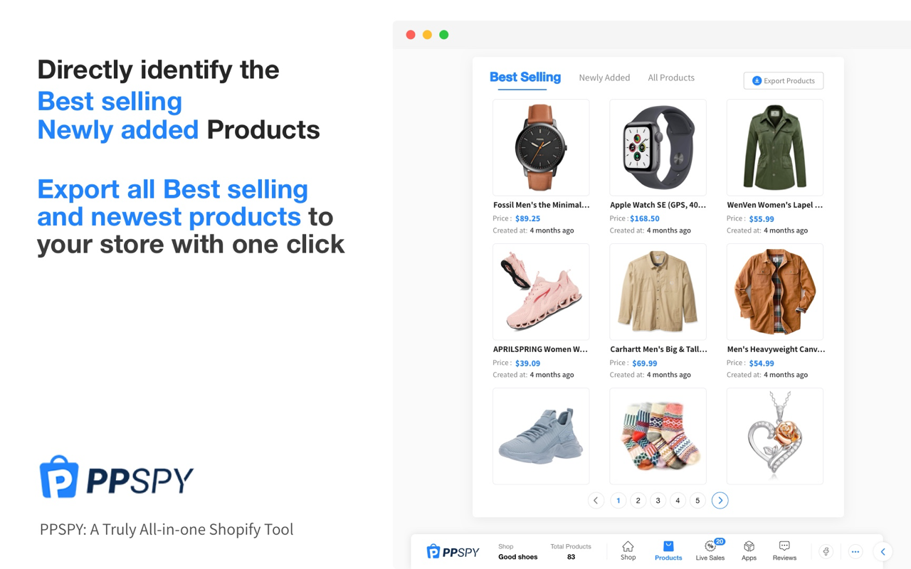 PPSPY-#1 Shopify analytics & dropship tool chrome谷歌浏览器插件_扩展第1张截图
