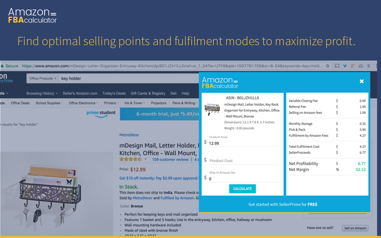 FBA calculator for Amazon Sellers : SellerApp chrome谷歌浏览器插件_扩展第1张截图