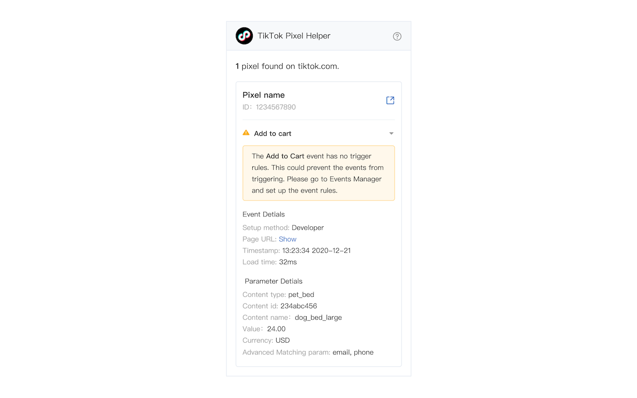 TikTok Pixel Helper chrome谷歌浏览器插件_扩展第2张截图