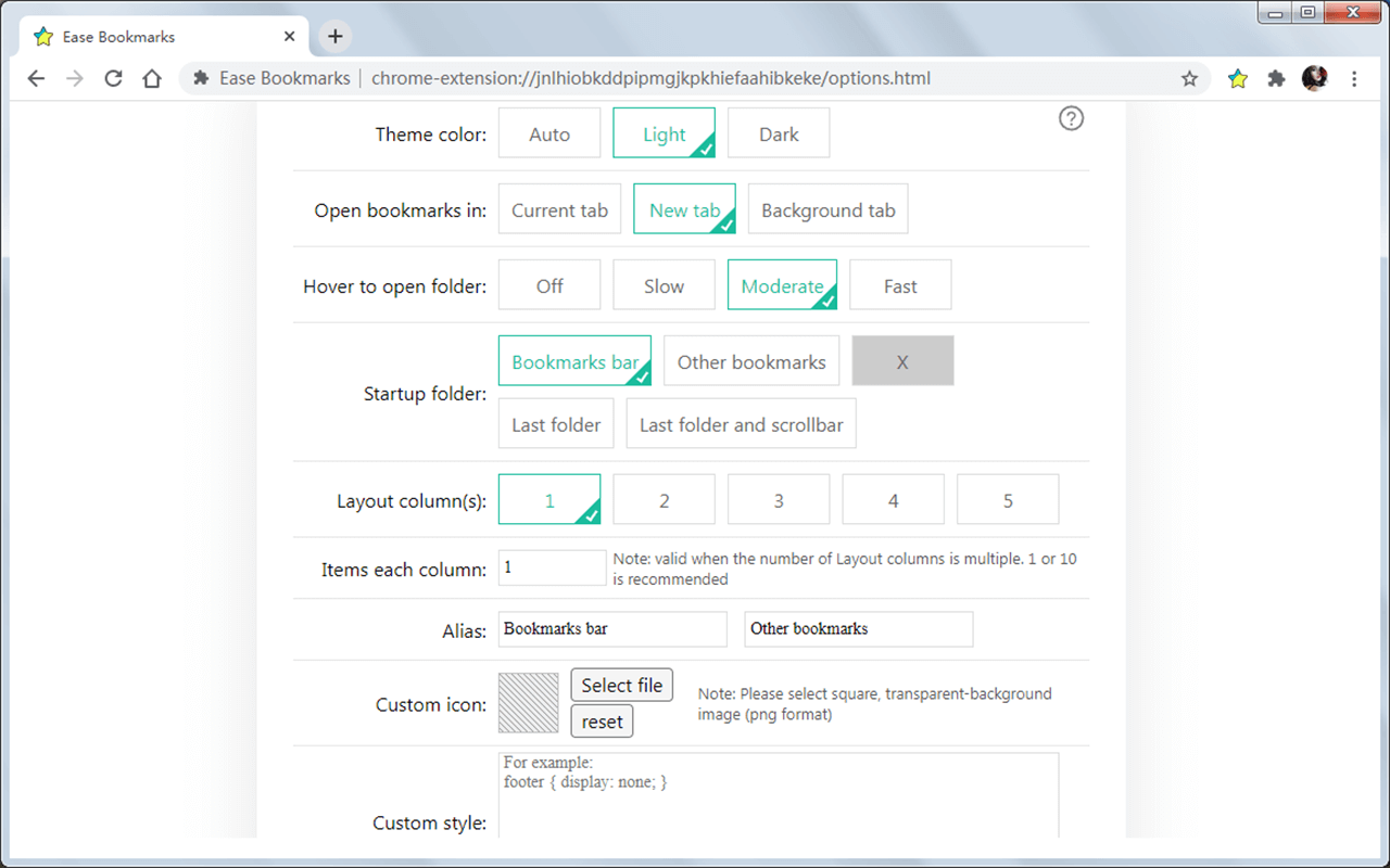 Ease Bookmarks chrome谷歌浏览器插件_扩展第2张截图