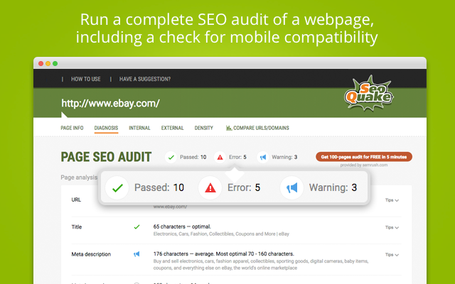 SEOquake chrome谷歌浏览器插件_扩展第4张截图