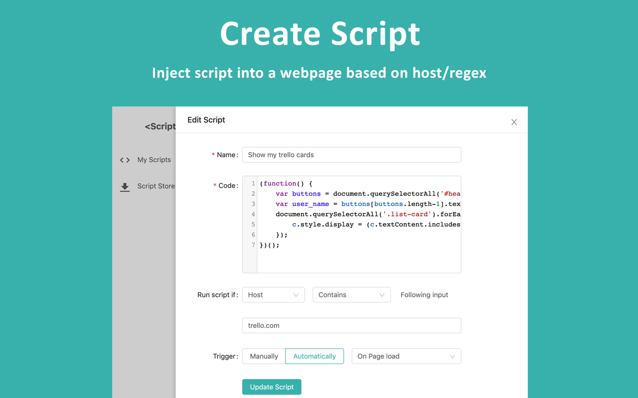 Scripty - Javascript Injector chrome谷歌浏览器插件_扩展第2张截图