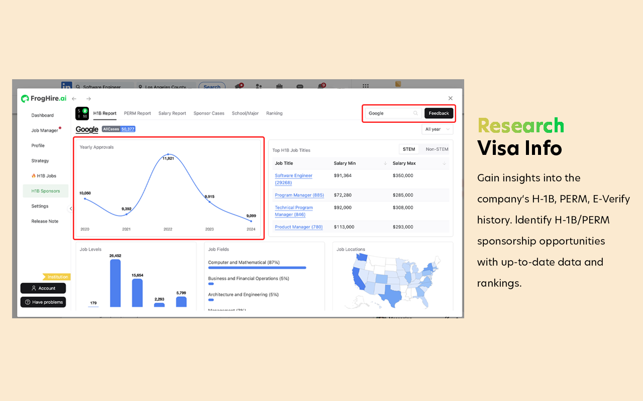 FrogHire.ai - H1B Sponsor Checker, Job Analyzer chrome谷歌浏览器插件_扩展第1张截图