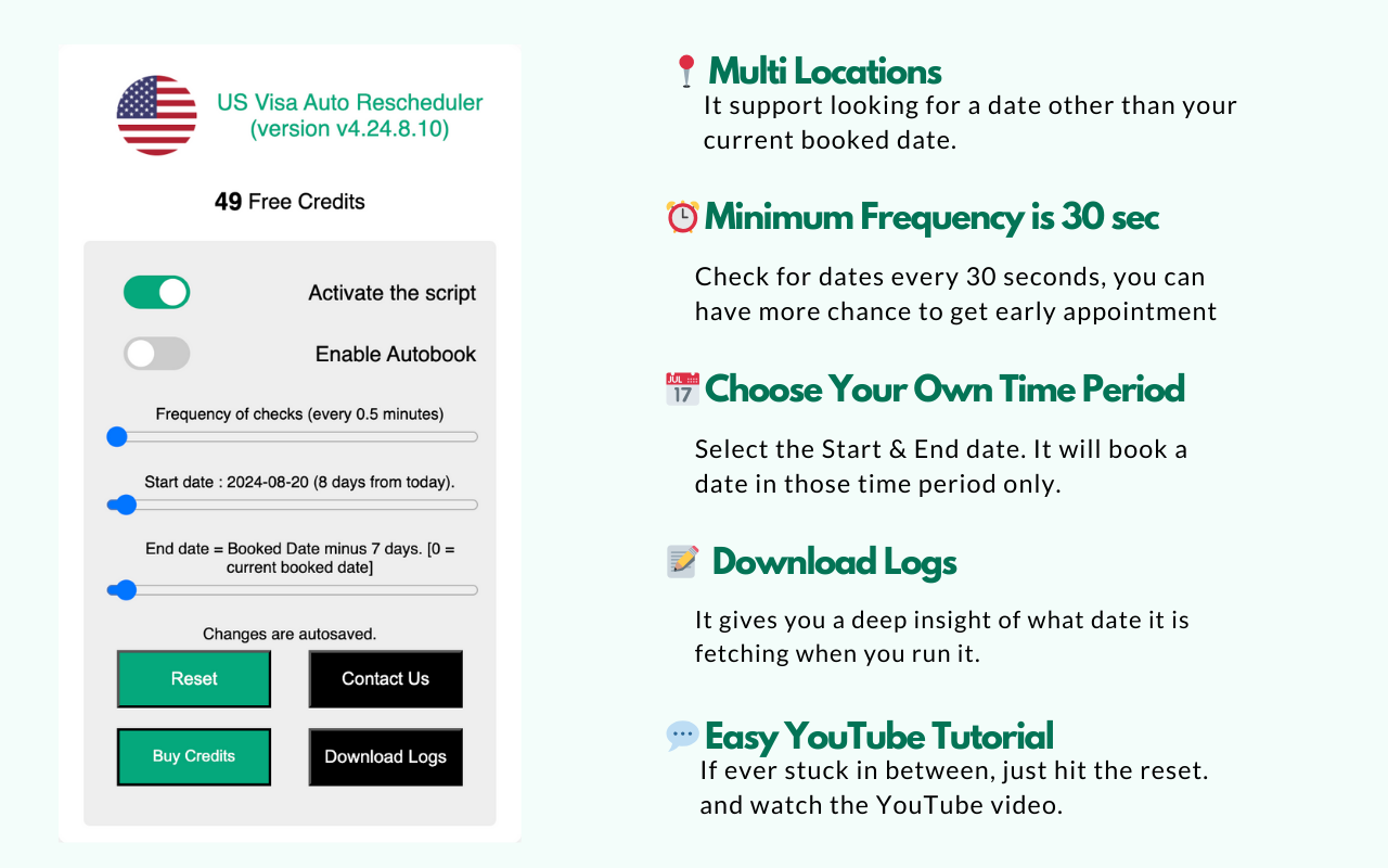 US Visa Auto Rescheduler chrome谷歌浏览器插件_扩展第2张截图
