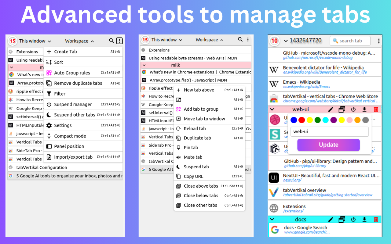 tabVertikal - 垂直选项卡 chrome谷歌浏览器插件_扩展第1张截图
