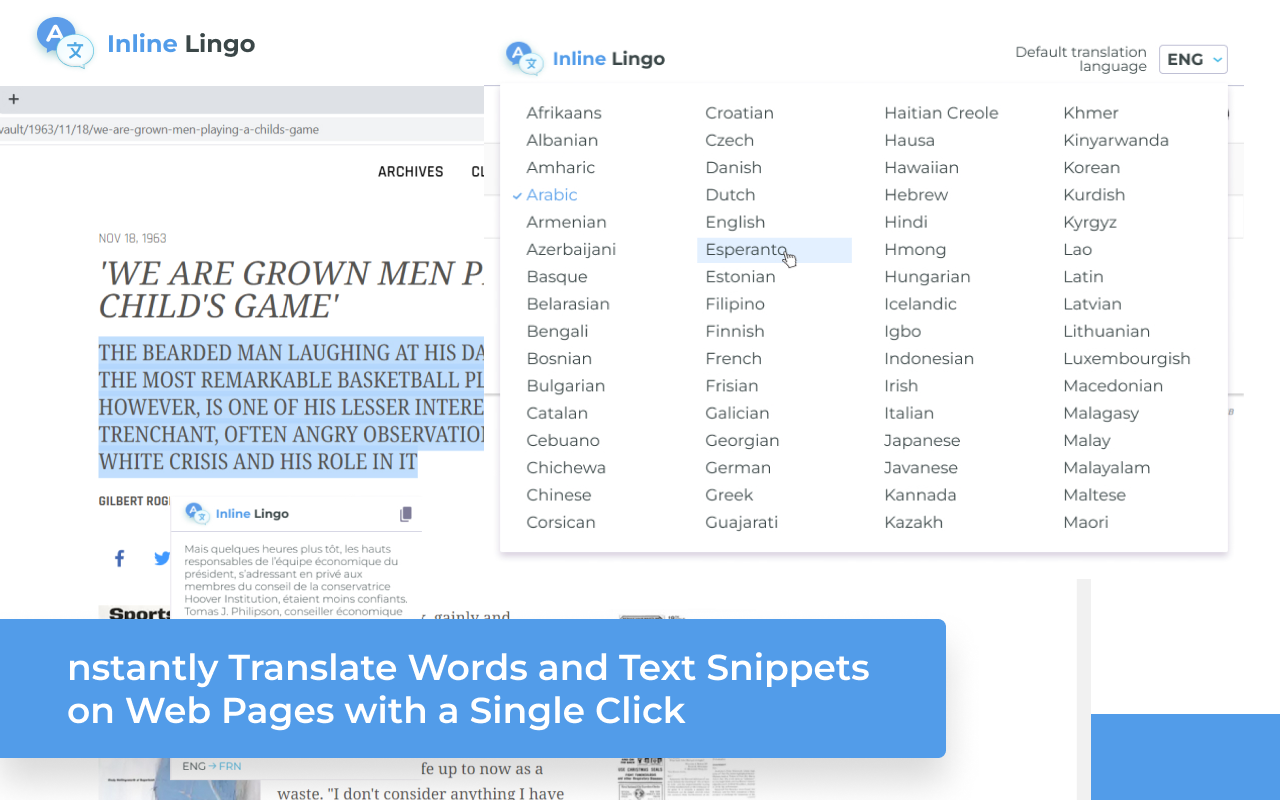 Inline Lingo Translator chrome谷歌浏览器插件_扩展第1张截图