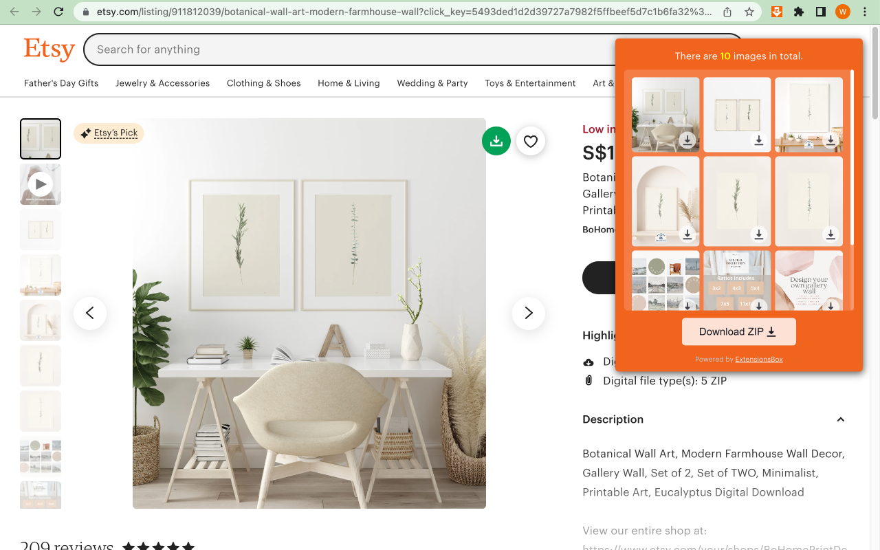 Etsy图片下载器 chrome谷歌浏览器插件_扩展第2张截图