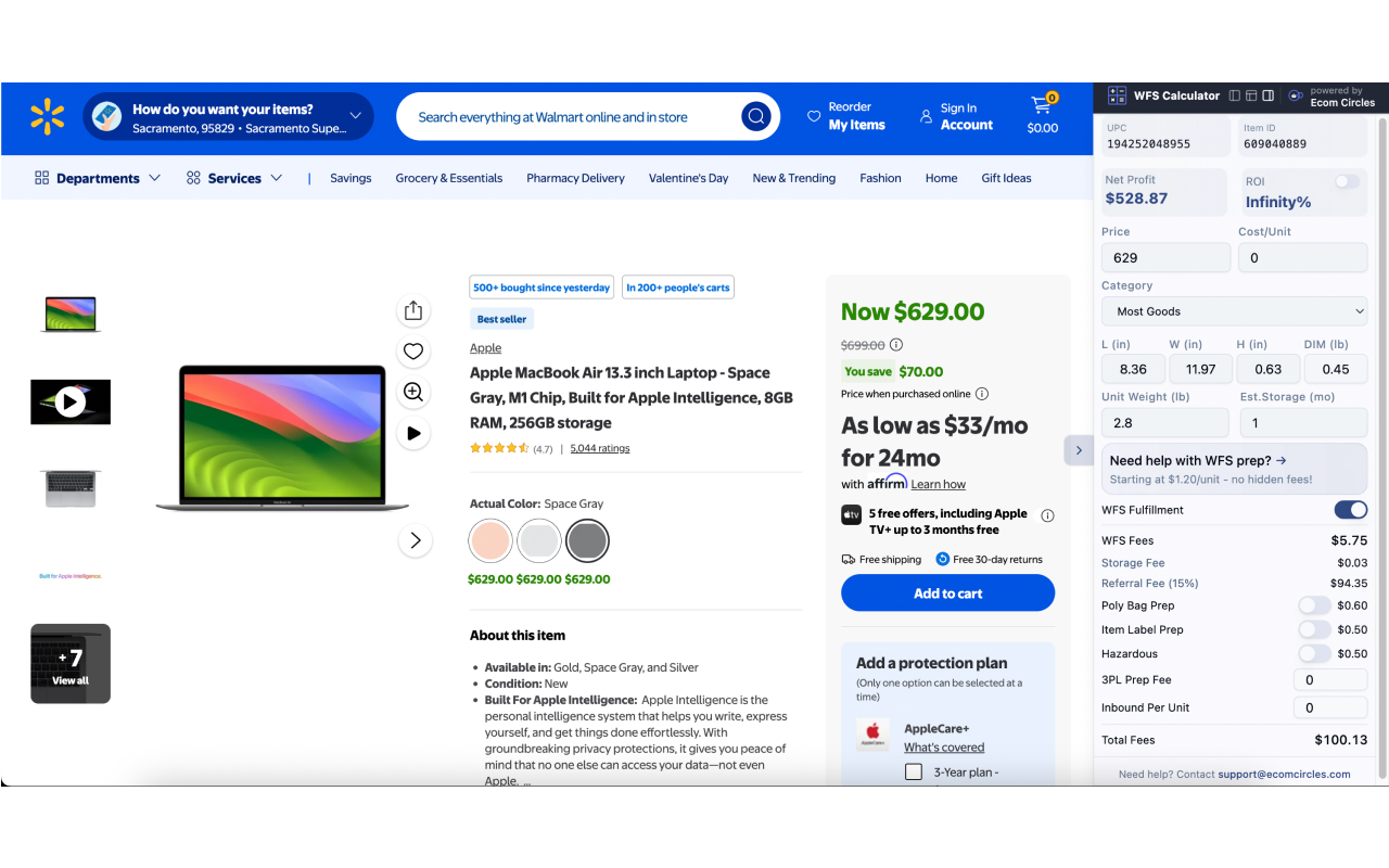 Walmart WFS Profit Calculator chrome谷歌浏览器插件_扩展第3张截图