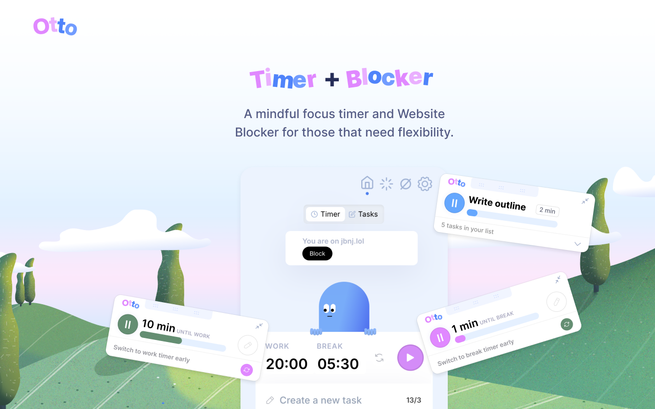 Otto: Pomodoro timer, Blocker and Automations chrome谷歌浏览器插件_扩展第3张截图