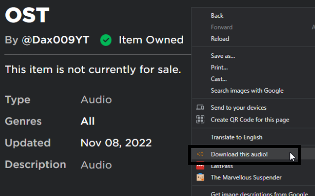 ROBLOX Audio Downloader chrome谷歌浏览器插件_扩展第2张截图
