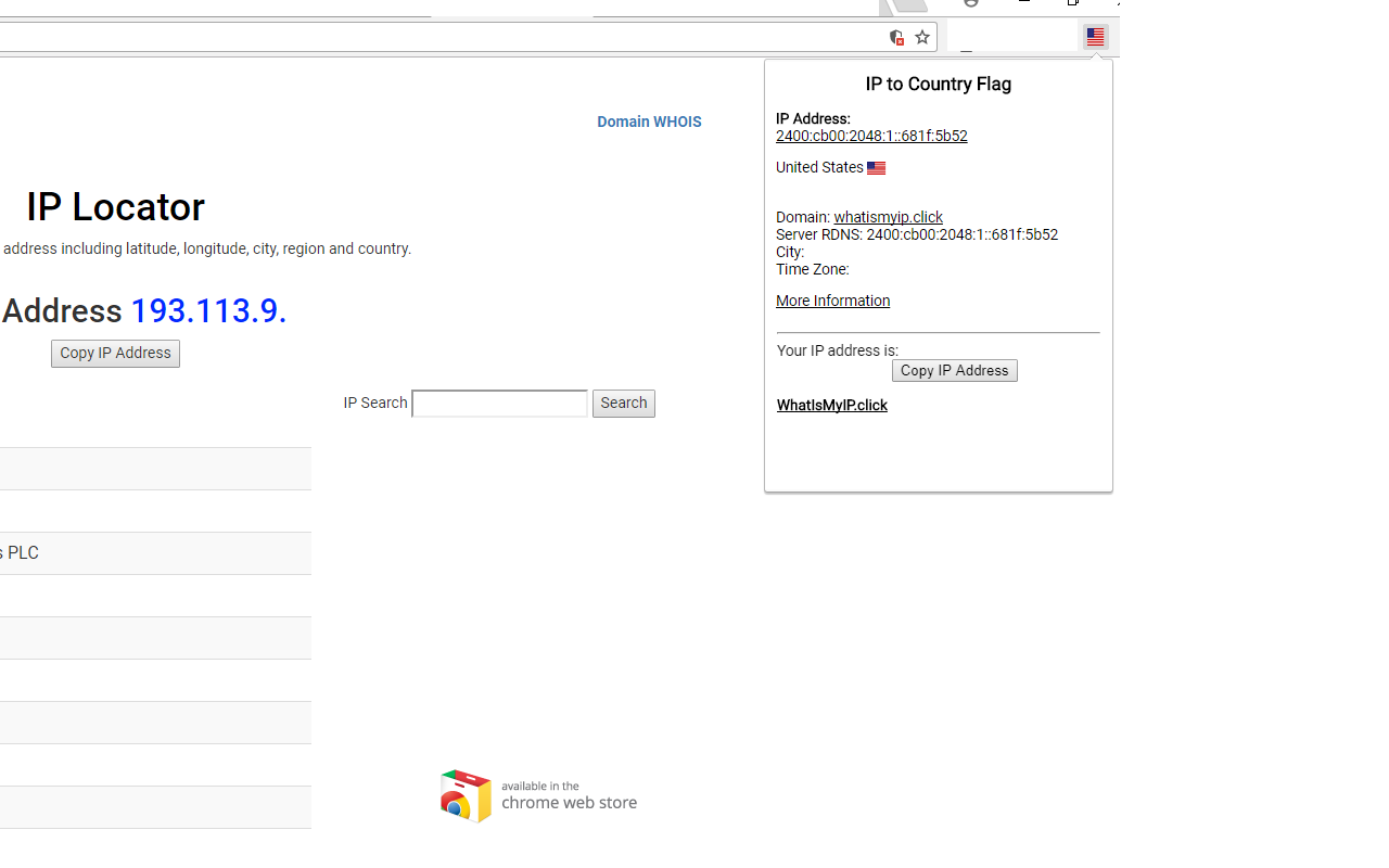 IP to Country Flag & MY IP - WhatIsMyIP.click chrome谷歌浏览器插件_扩展第1张截图