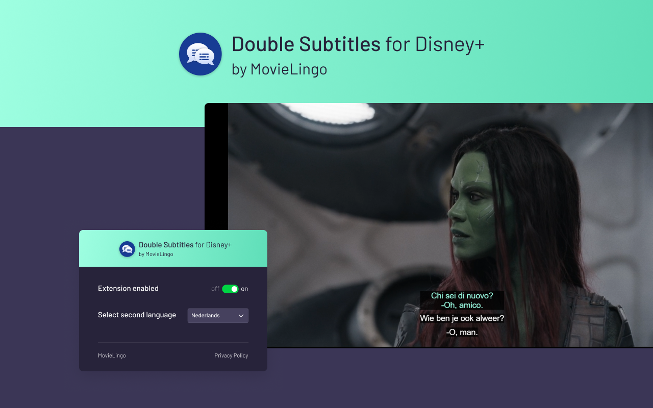 Double Subtitles for Disney+ by MovieLingo chrome谷歌浏览器插件_扩展第2张截图