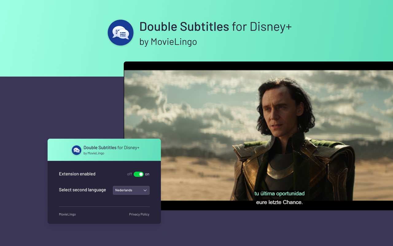 Double Subtitles for Disney+ by MovieLingo chrome谷歌浏览器插件_扩展第3张截图