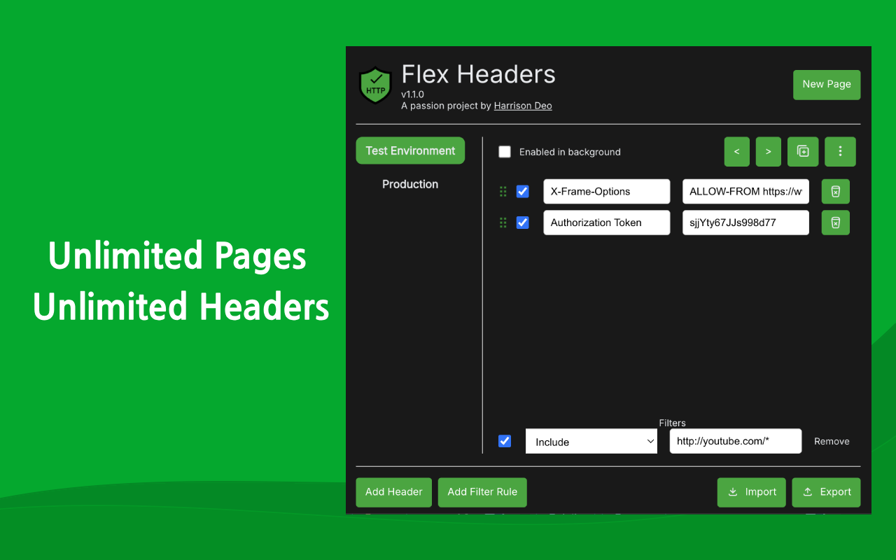 FlexHeaders - Modify HTTP Headers chrome谷歌浏览器插件_扩展第1张截图