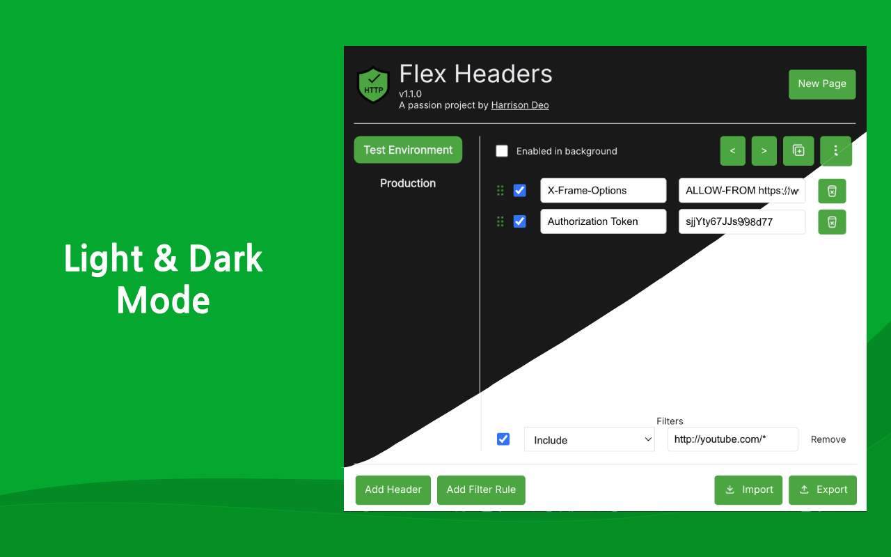 FlexHeaders - Modify HTTP Headers chrome谷歌浏览器插件_扩展第2张截图