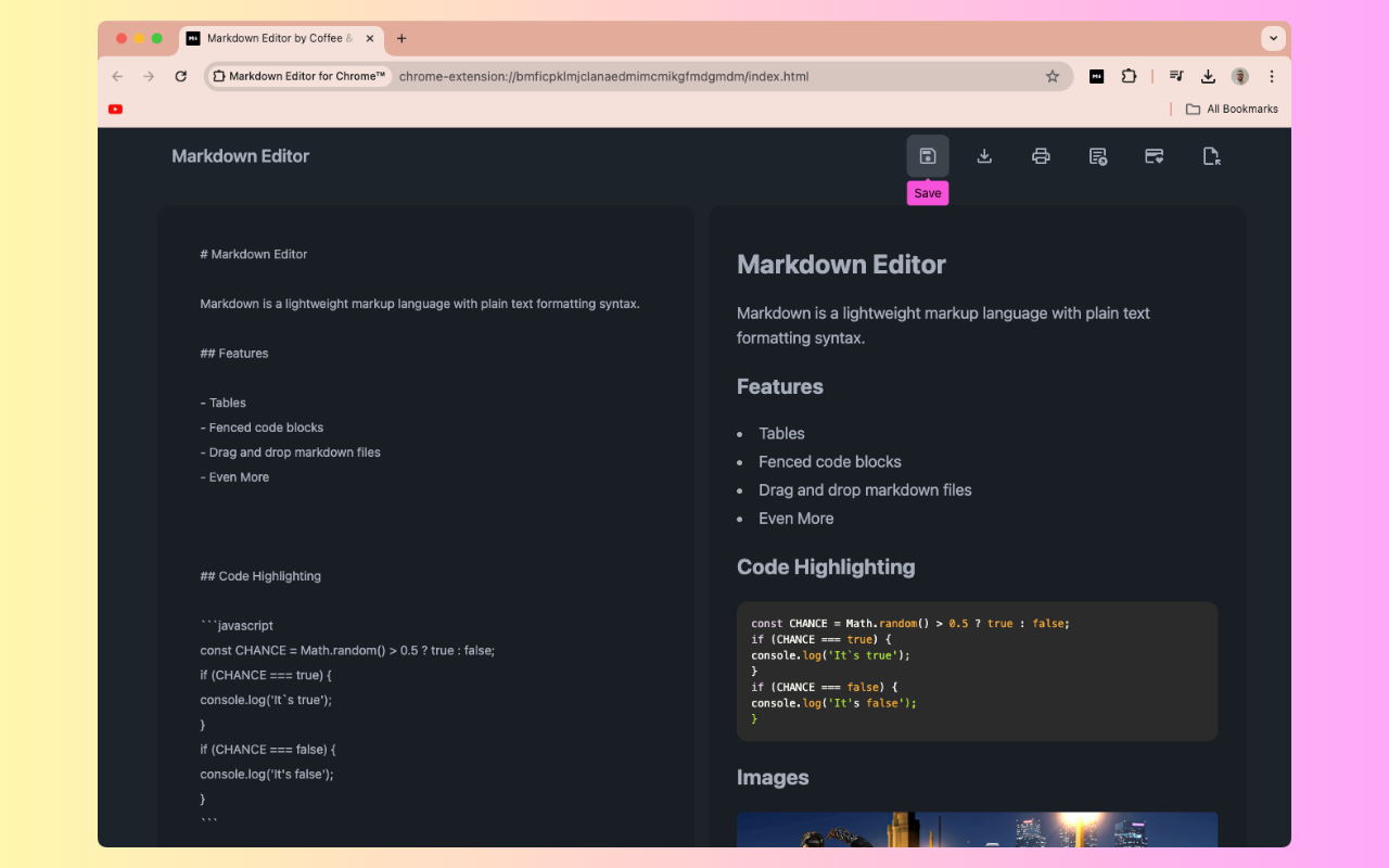 Markdown Editor for Chrome™ chrome谷歌浏览器插件_扩展第1张截图