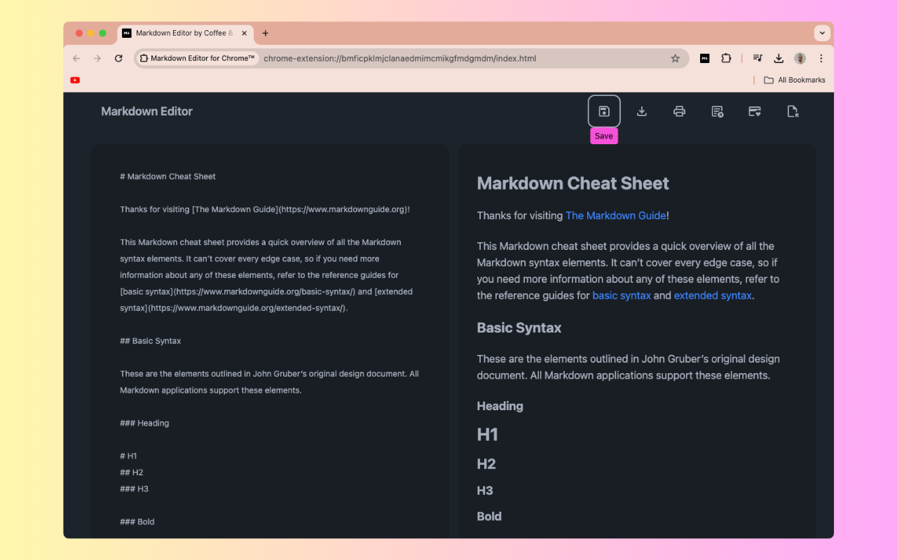 Markdown Editor for Chrome™ chrome谷歌浏览器插件_扩展第3张截图