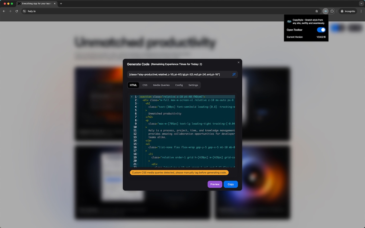 CopyStyle - 从任何网站轻松拷贝样式 chrome谷歌浏览器插件_扩展第2张截图