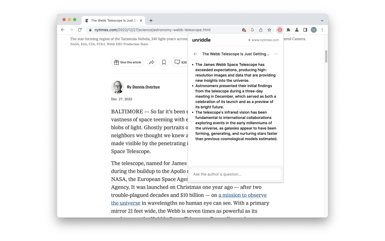 Unriddle: AI-generated Summaries chrome谷歌浏览器插件_扩展第1张截图