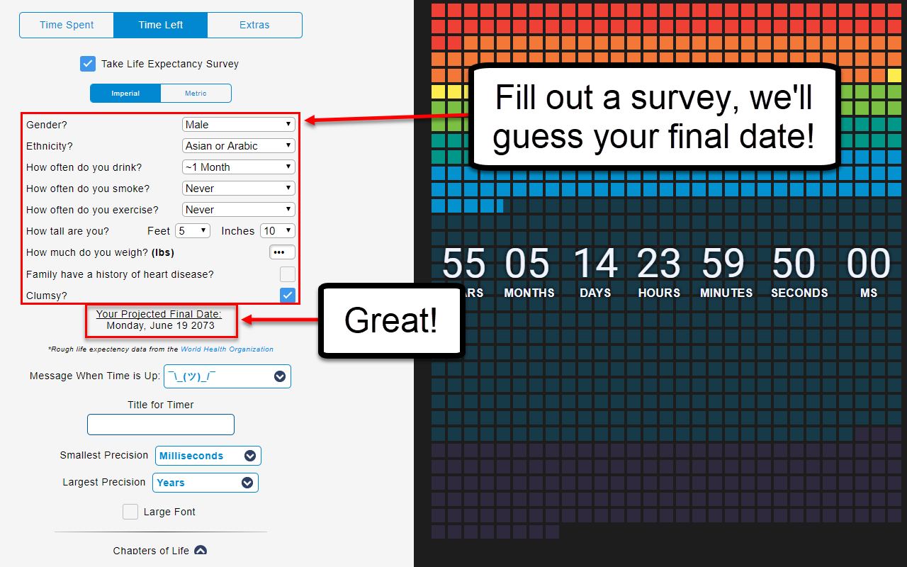 Mortality - Death Clock - New Tab chrome谷歌浏览器插件_扩展第2张截图