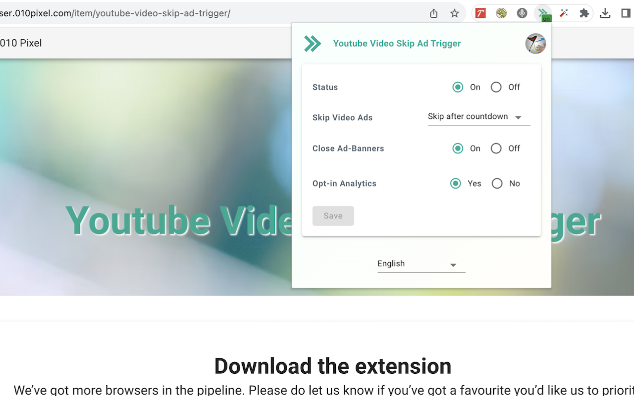 YouTube视频跳过广告触发器 chrome谷歌浏览器插件_扩展第3张截图