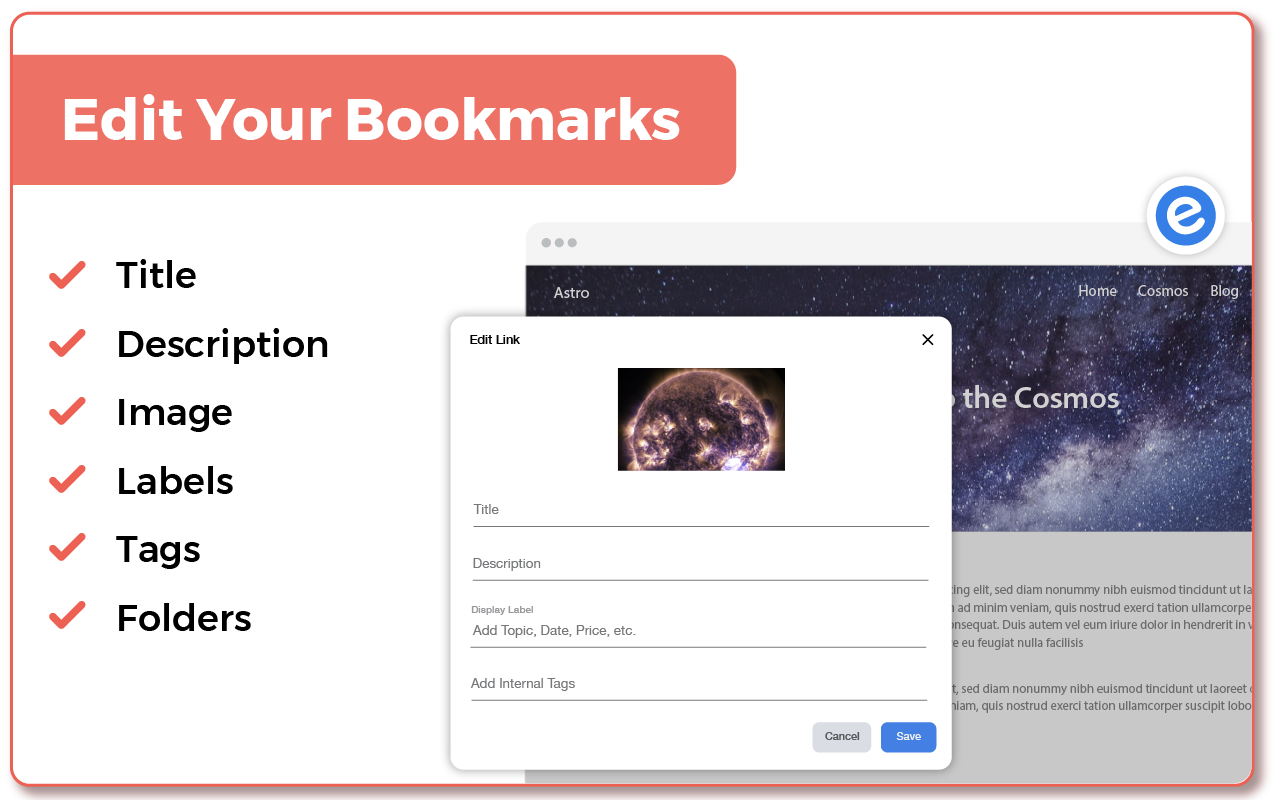 Elink - Bookmark Manager chrome谷歌浏览器插件_扩展第1张截图
