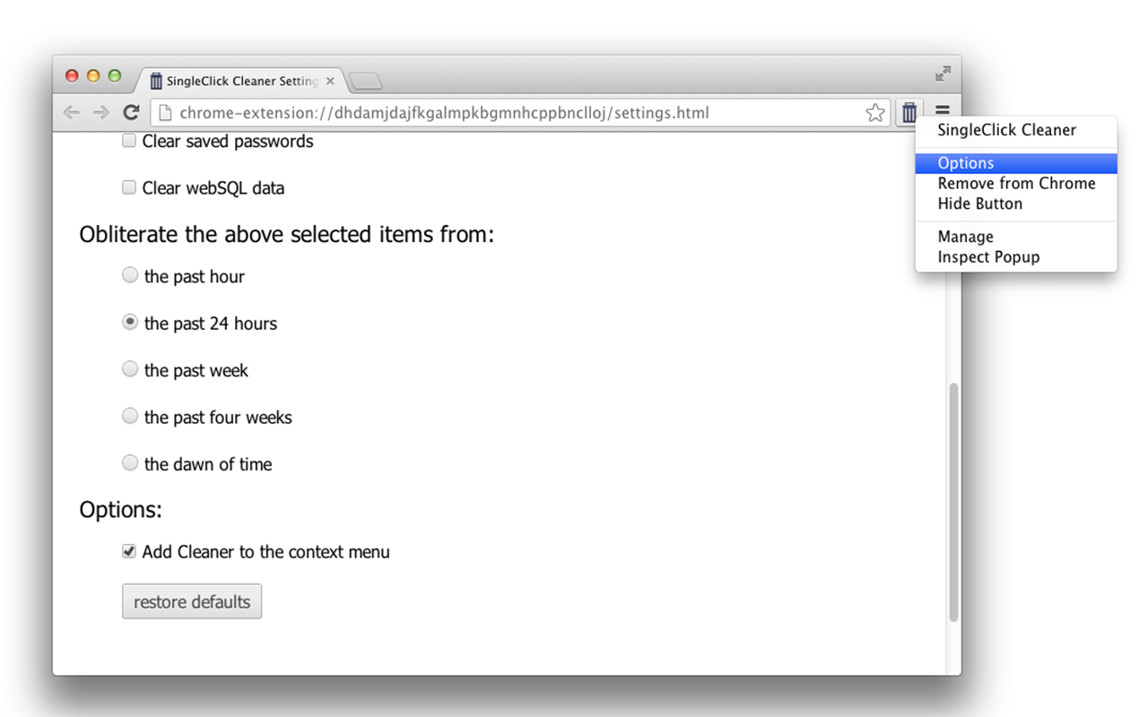 SingleClick Cleaner chrome谷歌浏览器插件_扩展第1张截图