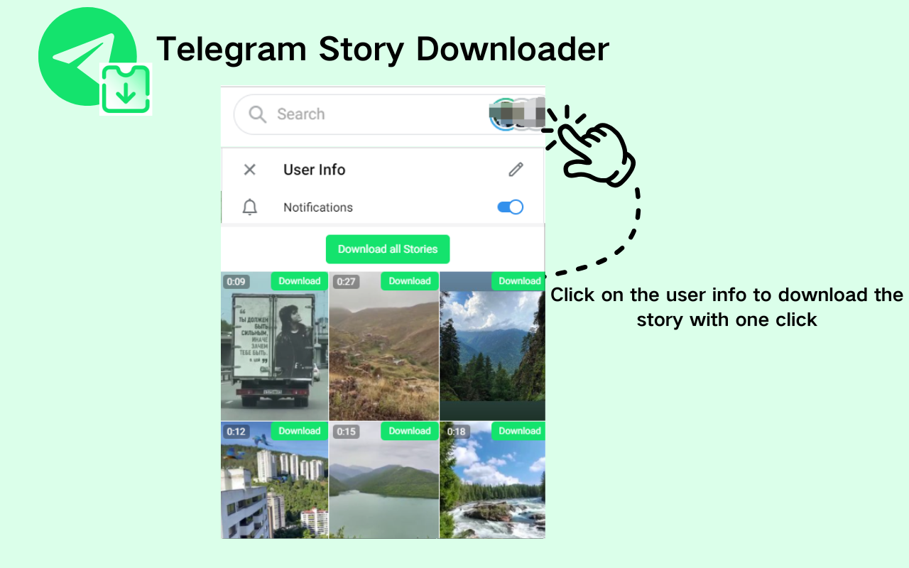 Telegram story downloader - Telegram Video Downloader,Telegram 图片视频下载器 chrome谷歌浏览器插件_扩展第2张截图