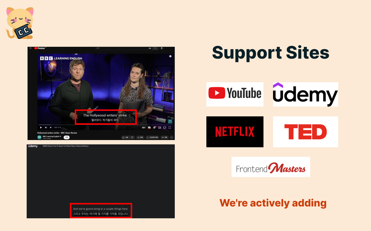 closed caption - 双字幕机 chrome谷歌浏览器插件_扩展第3张截图