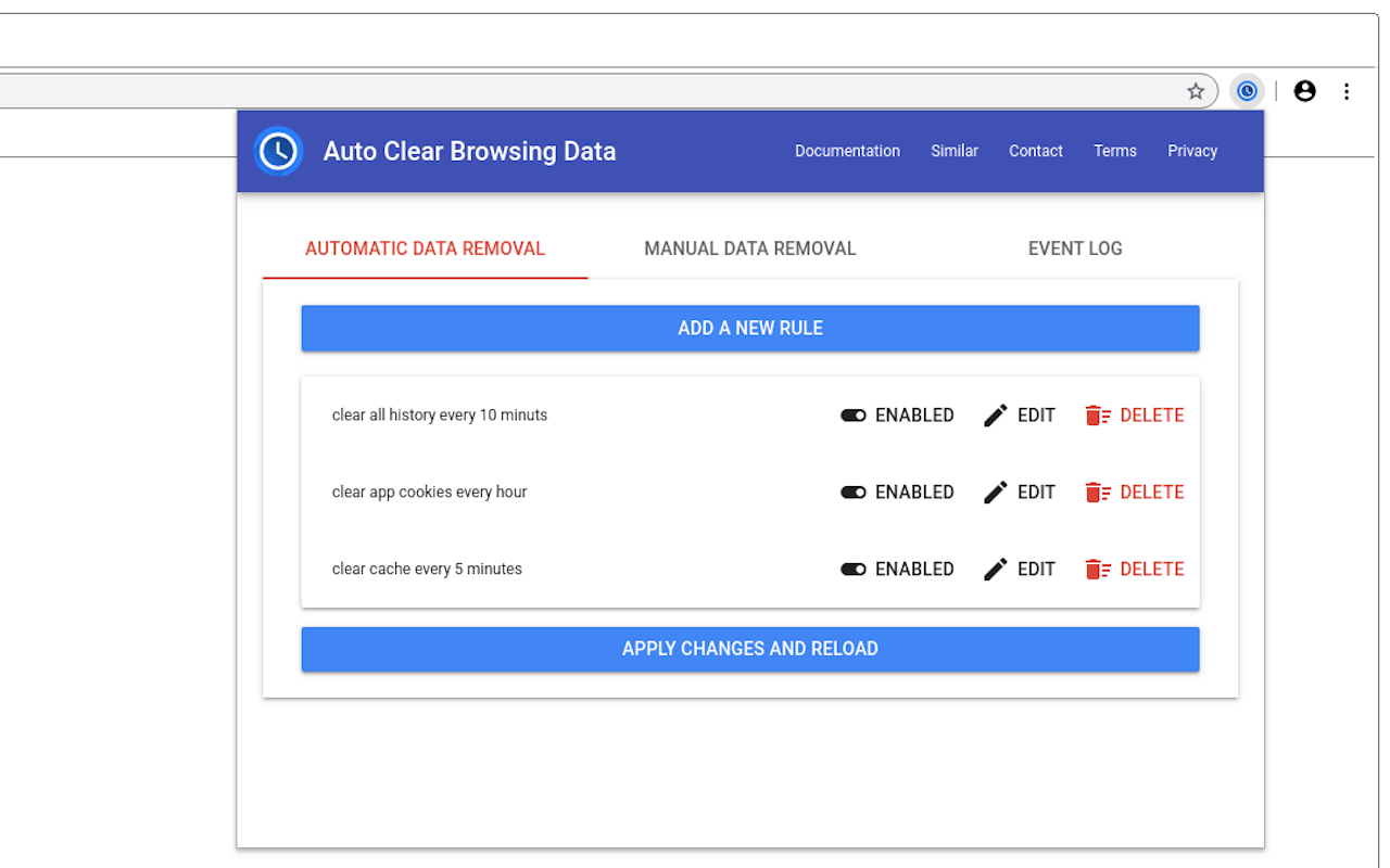 Auto Clear Browsing Data chrome谷歌浏览器插件_扩展第3张截图