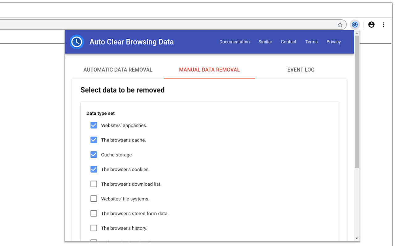 Auto Clear Browsing Data chrome谷歌浏览器插件_扩展第4张截图