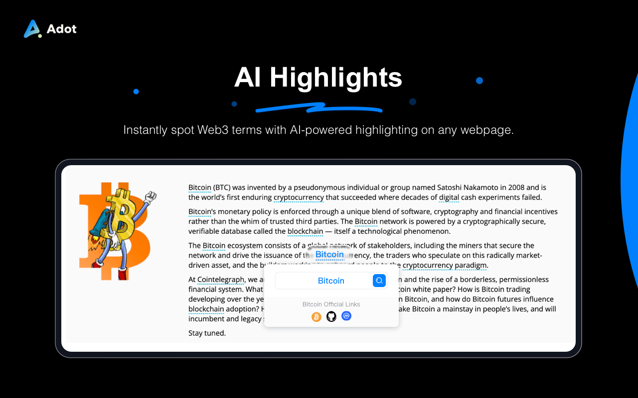 Adot AI: ChatGPT-powered Web3 Search Engine chrome谷歌浏览器插件_扩展第2张截图