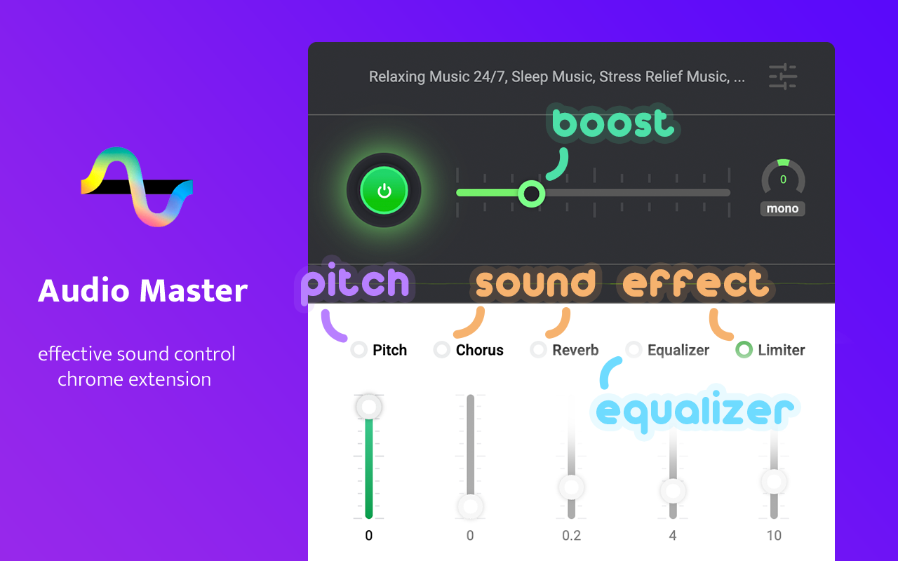 Volume Booster, equalizer → Audio control chrome谷歌浏览器插件_扩展第2张截图