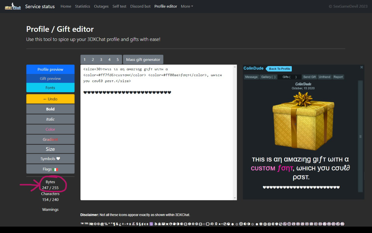 3DX Chat - Profile / Gift Editor Enhancer chrome谷歌浏览器插件_扩展第1张截图