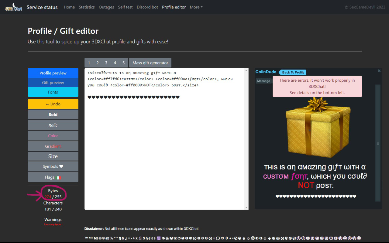 3DX Chat - Profile / Gift Editor Enhancer chrome谷歌浏览器插件_扩展第3张截图