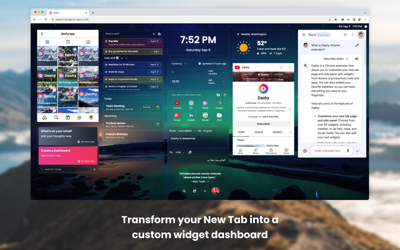 Dashy New Tab Dashboard and Side Panel chrome谷歌浏览器插件_扩展第2张截图