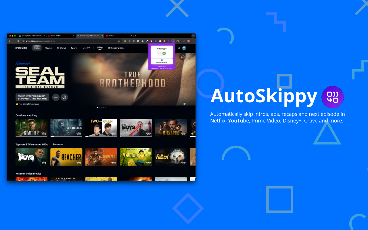 AutoSkippy | Skip Intros, Ads, Recaps & More chrome谷歌浏览器插件_扩展第1张截图