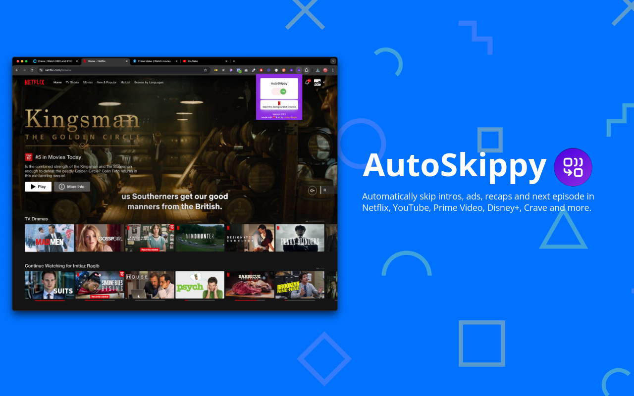 AutoSkippy | Skip Intros, Ads, Recaps & More chrome谷歌浏览器插件_扩展第3张截图