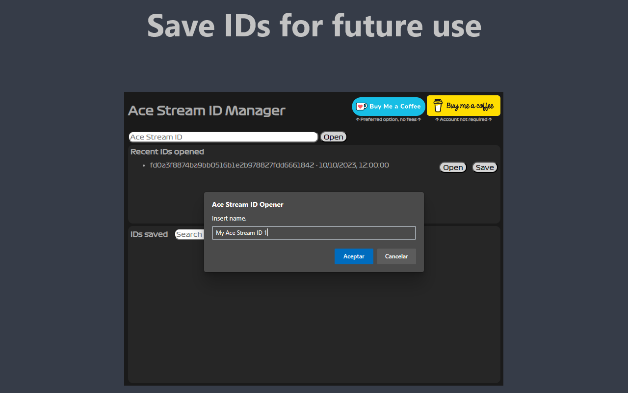 Ace Stream ID Manager chrome谷歌浏览器插件_扩展第3张截图