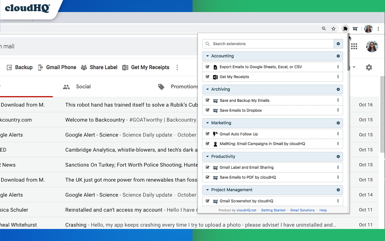 Chrome Extension Manager by cloudHQ chrome谷歌浏览器插件_扩展第2张截图