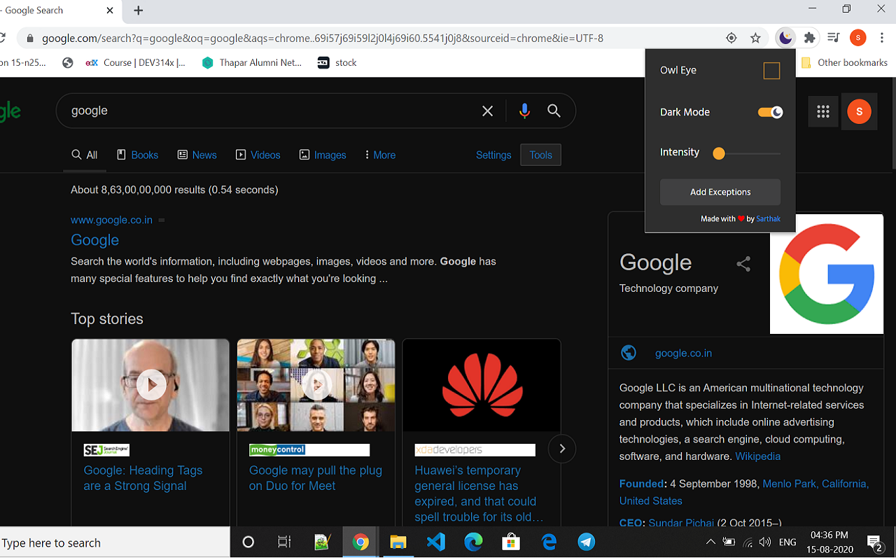 Dark Mode Kali chrome谷歌浏览器插件_扩展第1张截图